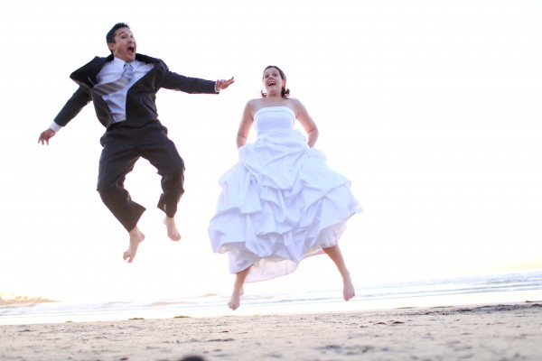 Jon and Deanne Welsh being goofy on their wedding day.