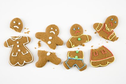 Broken gingerbread cookies.
