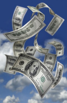 Falling Money $100 Bills