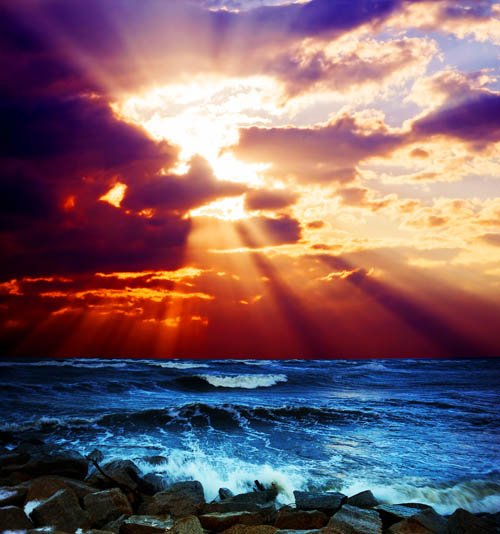 Surrealistic sunset seascape